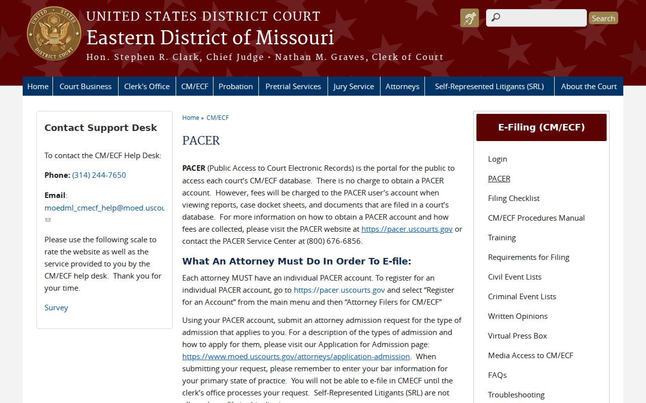 Maries County criminal docket federal PACER access page