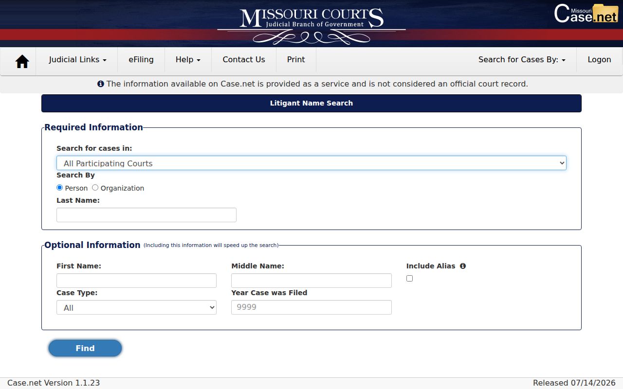 Maries County Vienna court docket Case.net name search